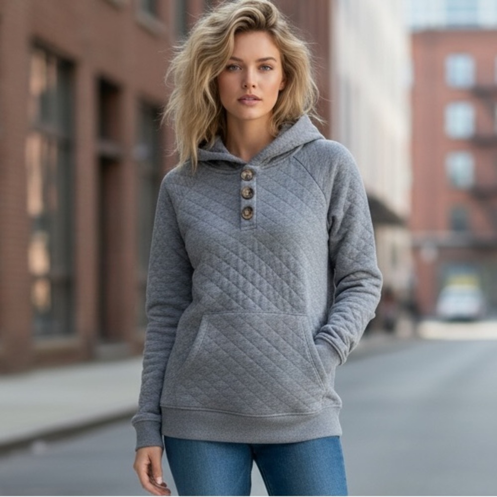 NWT Market & Spruce x Stitch Fix Women’s Quilted‎ Hoodie with Buttons Cabin Core